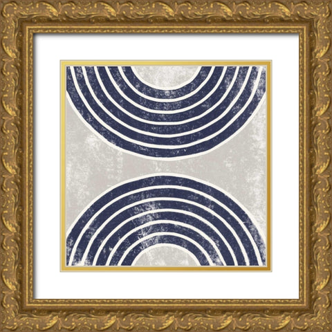 Over the Rainbow I Navy Gray Gold Ornate Wood Framed Art Print with Double Matting by Hershey, Moira