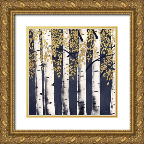 Fresh Forest Indigo II Gold Ornate Wood Framed Art Print with Double Matting by Wiens, James