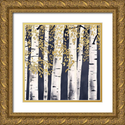 Fresh Forest Indigo III Gold Ornate Wood Framed Art Print with Double Matting by Wiens, James