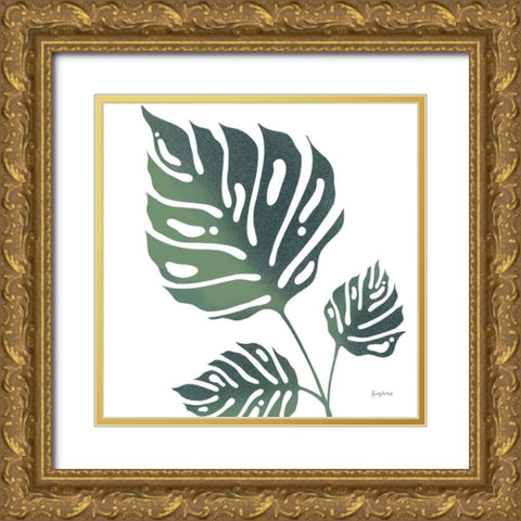 Monstera IV White Gold Ornate Wood Framed Art Print with Double Matting by Thorns, Becky