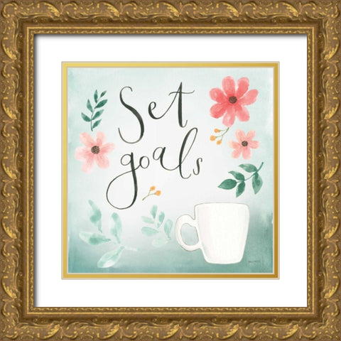 Chase Dreams III Green Gold Ornate Wood Framed Art Print with Double Matting by Jackson, Jenaya