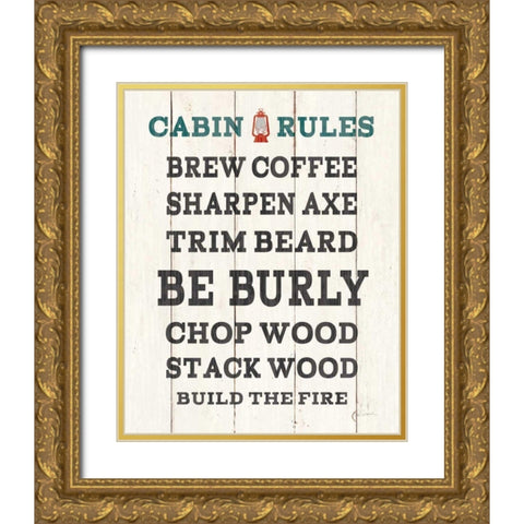 Cabin Life V Neutral Gold Ornate Wood Framed Art Print with Double Matting by Schlabach, Sue