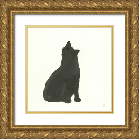 Black Cat I Gold Ornate Wood Framed Art Print with Double Matting by Paschke, Chris