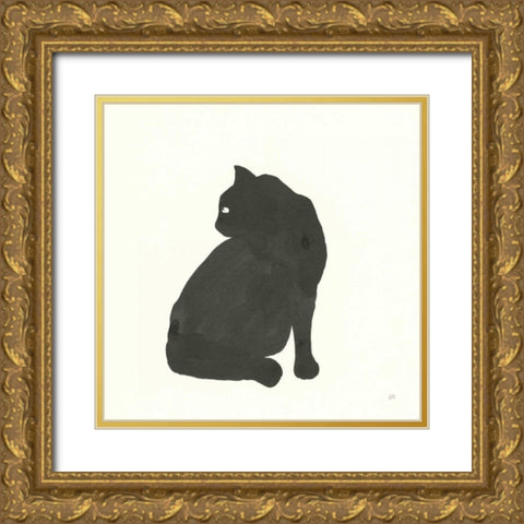Black Cat IV Gold Ornate Wood Framed Art Print with Double Matting by Paschke, Chris