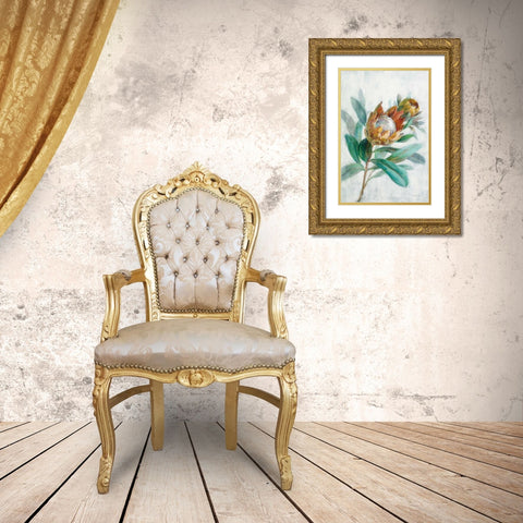 Tropical Protea Gold Ornate Wood Framed Art Print with Double Matting by Nai, Danhui