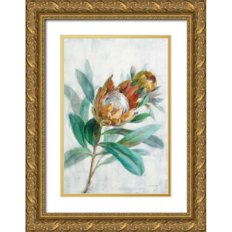 Tropical Protea Gold Ornate Wood Framed Art Print with Double Matting by Nai, Danhui