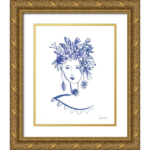 Flower Girl I Gold Ornate Wood Framed Art Print with Double Matting by Zaman, Farida