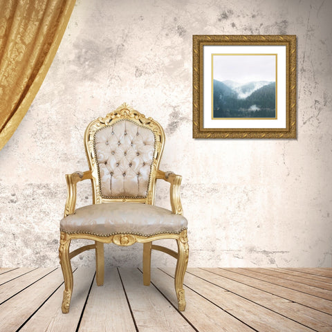 Landscape I Blue Gold Ornate Wood Framed Art Print with Double Matting by Marshall, Laura