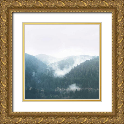 Landscape I Blue Gold Ornate Wood Framed Art Print with Double Matting by Marshall, Laura