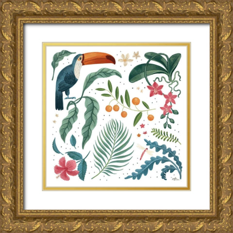 Jungle Love III White Gold Ornate Wood Framed Art Print with Double Matting by Penner, Janelle