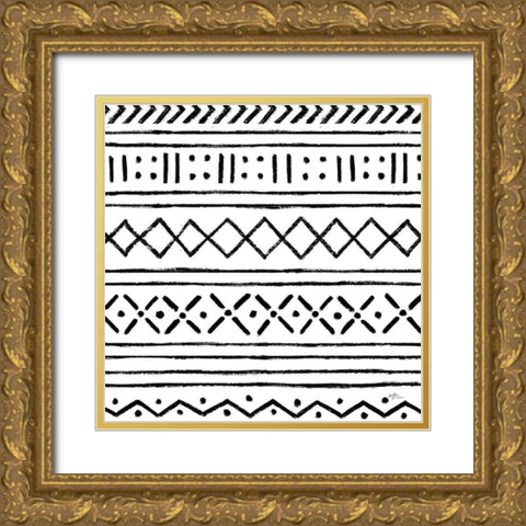 Jungle Love Pattern V Sq I White Gold Ornate Wood Framed Art Print with Double Matting by Penner, Janelle