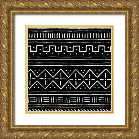 Jungle Love Pattern V Sq II BW Gold Ornate Wood Framed Art Print with Double Matting by Penner, Janelle