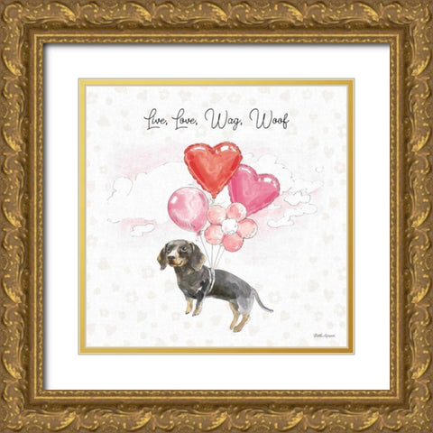Paws of Love V Pink Gold Ornate Wood Framed Art Print with Double Matting by Grove, Beth
