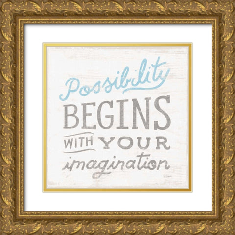 Possibility Gray Gold Ornate Wood Framed Art Print with Double Matting by Schlabach, Sue