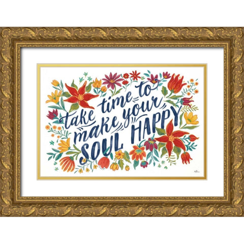 Happy Thoughts I White Gold Ornate Wood Framed Art Print with Double Matting by Penner, Janelle