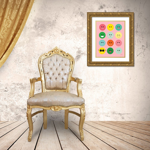 Happy Circles Gold Ornate Wood Framed Art Print with Double Matting by Kelle, Ann