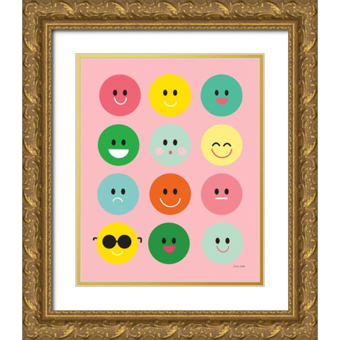 Happy Circles Gold Ornate Wood Framed Art Print with Double Matting by Kelle, Ann