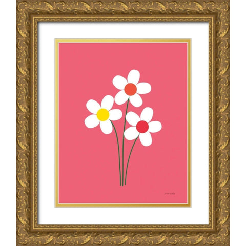 Daisies I Gold Ornate Wood Framed Art Print with Double Matting by Kelle, Ann