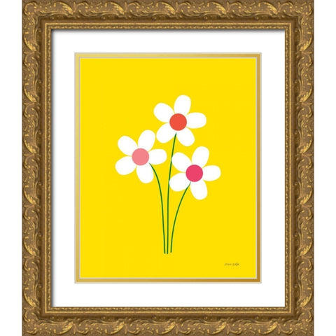 Daisies II Gold Ornate Wood Framed Art Print with Double Matting by Kelle, Ann