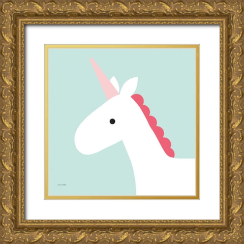 Unicorn Gold Ornate Wood Framed Art Print with Double Matting by Kelle, Ann