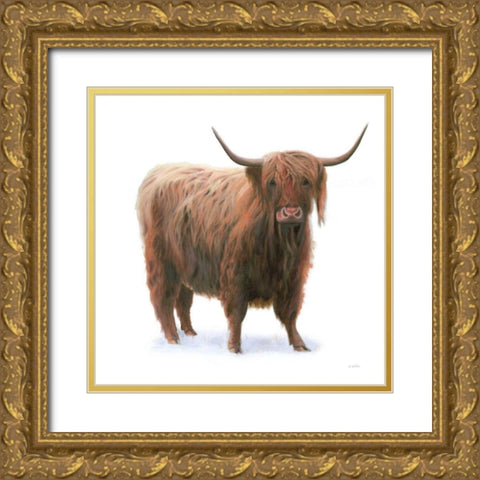 King of the Highland Fields on White Gold Ornate Wood Framed Art Print with Double Matting by Wiens, James
