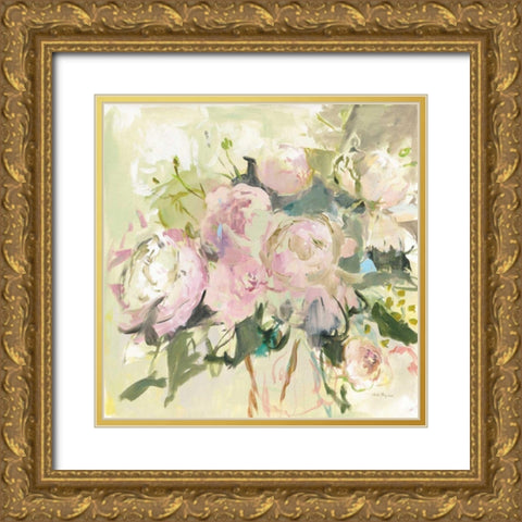 Peonies with Sage Gold Ornate Wood Framed Art Print with Double Matting by Hageman, Marilyn