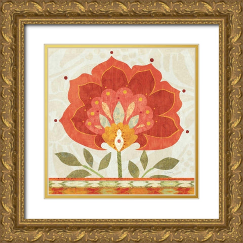 Ikat Bloom I Gold Ornate Wood Framed Art Print with Double Matting by Schlabach, Sue