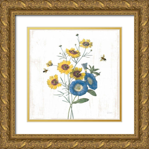 White Barn Flowers VIII Sq Gold Ornate Wood Framed Art Print with Double Matting by Schlabach, Sue