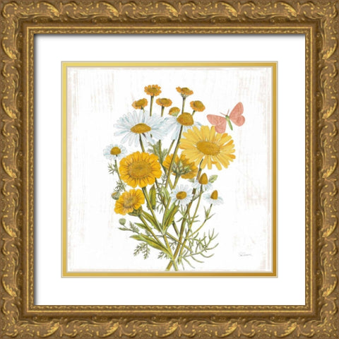 White Barn Flowers X Sq Gold Ornate Wood Framed Art Print with Double Matting by Schlabach, Sue