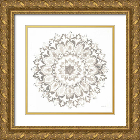 Mandala Delight II Neutral Gold Ornate Wood Framed Art Print with Double Matting by Nai, Danhui