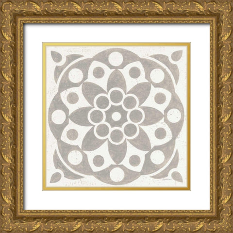Winter Caravan Tile II Gold Ornate Wood Framed Art Print with Double Matting by Lovell, Kathrine