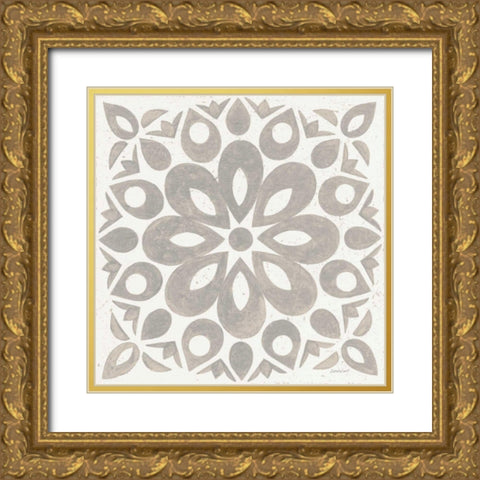 Winter Caravan Tile III Gold Ornate Wood Framed Art Print with Double Matting by Lovell, Kathrine