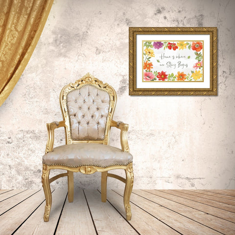 Farmhouse Floral I Gold Ornate Wood Framed Art Print with Double Matting by Grove, Beth