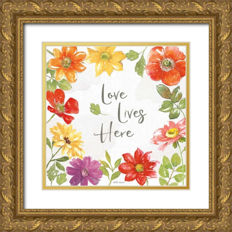 Farmhouse Floral III Gold Ornate Wood Framed Art Print with Double Matting by Grove, Beth