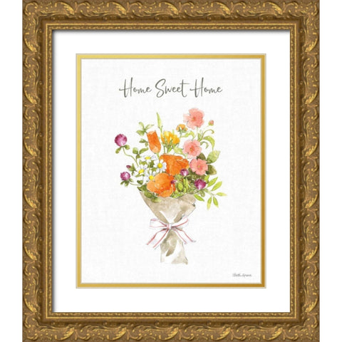 Farmhouse Floral IV Gold Ornate Wood Framed Art Print with Double Matting by Grove, Beth