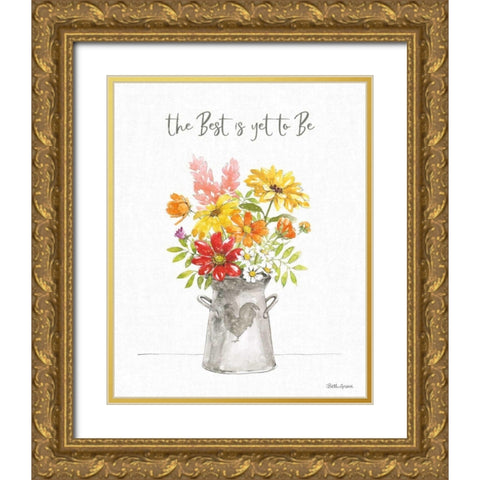 Farmhouse Floral VI Gold Ornate Wood Framed Art Print with Double Matting by Grove, Beth