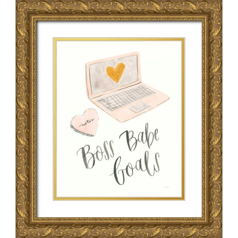 Boss Babe I Gold Ornate Wood Framed Art Print with Double Matting by Jackson, Jenaya