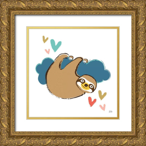 Colorful Sloth II Gold Ornate Wood Framed Art Print with Double Matting by Averinos, Melissa