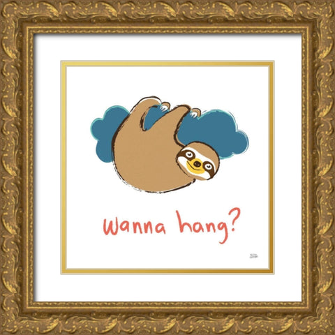 Colorful Sloth II v2 Gold Ornate Wood Framed Art Print with Double Matting by Averinos, Melissa