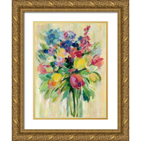 Earthy Colors Bouquet II Gold Ornate Wood Framed Art Print with Double Matting by Vassileva, Silvia