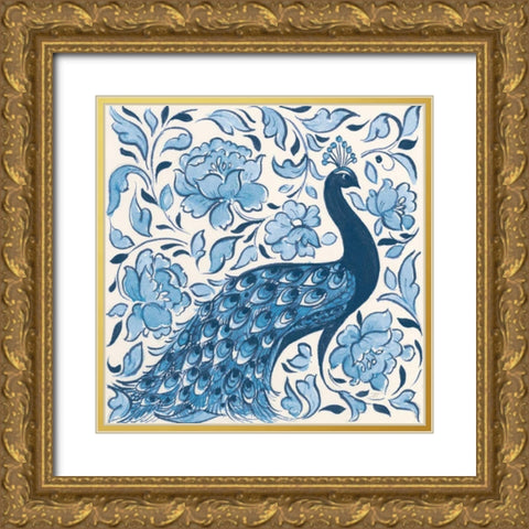 Peacock Garden IV v2 Gold Ornate Wood Framed Art Print with Double Matting by Thomas, Miranda
