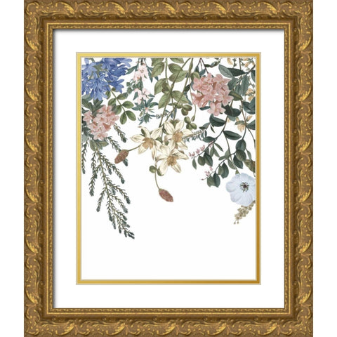 Hanging Floral II Gold Ornate Wood Framed Art Print with Double Matting by Wild Apple Portfolio