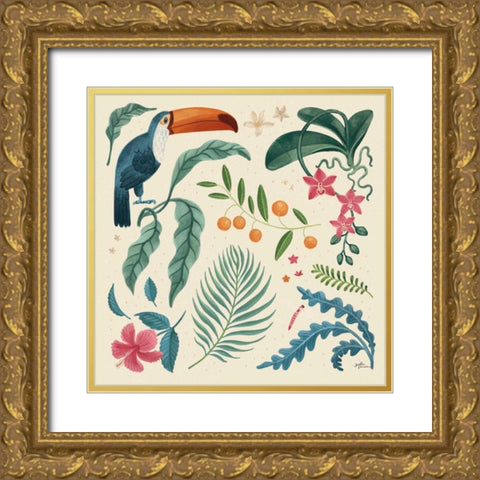 Jungle Love III Cream Gold Ornate Wood Framed Art Print with Double Matting by Penner, Janelle