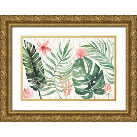 Paradise Petals I Gold Ornate Wood Framed Art Print with Double Matting by June, Dina