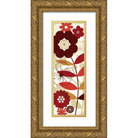 Floral Pop Panel I Gold Ornate Wood Framed Art Print with Double Matting by Mullan, Michael