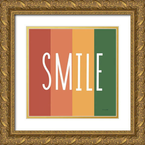 Smile Rainbow Retro Gold Ornate Wood Framed Art Print with Double Matting by Kelle, Ann
