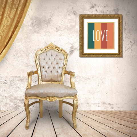 Love Rainbow Retro Gold Ornate Wood Framed Art Print with Double Matting by Kelle, Ann