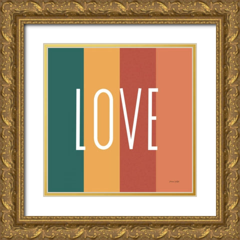 Love Rainbow Retro Gold Ornate Wood Framed Art Print with Double Matting by Kelle, Ann