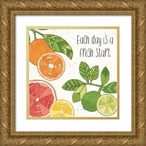 Citrus Splash IV Black Text Gold Ornate Wood Framed Art Print with Double Matting by Charron, Veronique