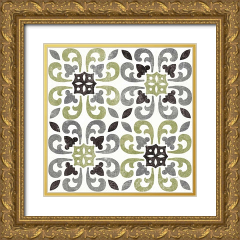 Classic Citrus Pattern IV Black Gold Ornate Wood Framed Art Print with Double Matting by Schlabach, Sue